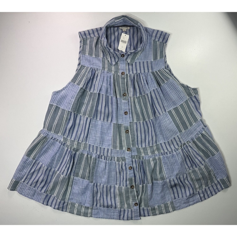 Anthropologie Pilcro Patchwork Tiered Ruffle Sleeveless Top Size 1X NEW - Picture 5 of 12